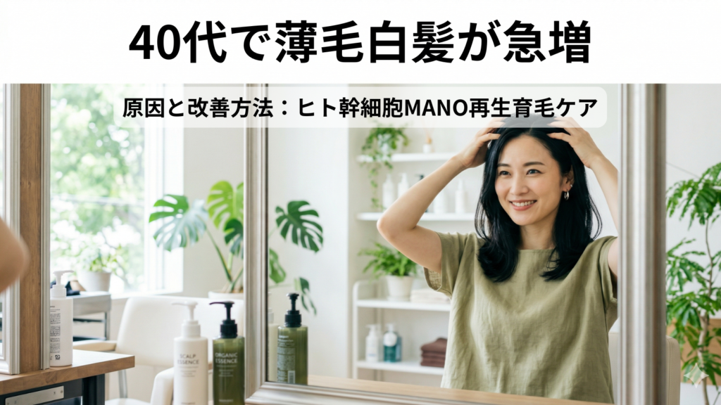 40代更年期の薄毛・白髪・うねりの原因を解説。麻布台Manoukianのヒト幹細胞培養上清液によるMANO再生育毛ケア